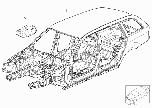 Каркас кузова для BMW E46 325xi M54 (схема запчастей)