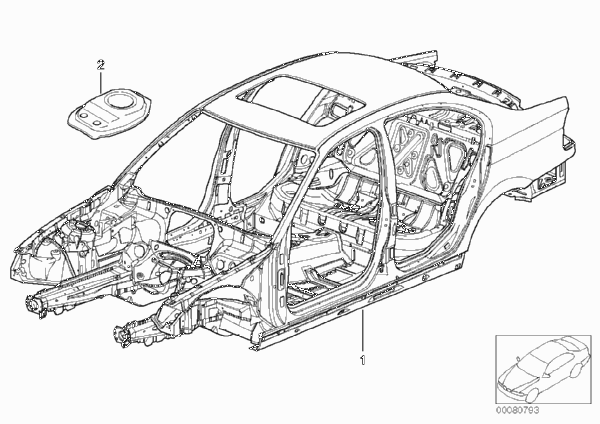 Каркас кузова для BMW E46 325i M54 (схема запчастей)