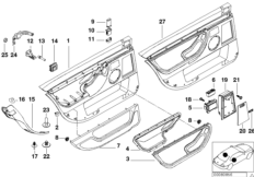 Обшивка двери Зд/удлиненный вариант для BMW E38 L7 M73N (схема запасных частей)