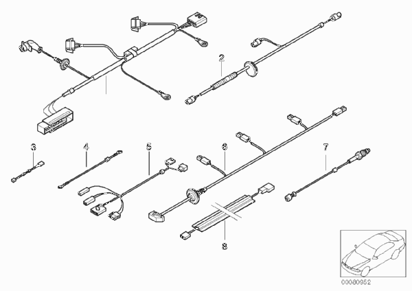 Различные дополнит.комплекты проводов для BMW E39 525d M57 (схема запчастей)