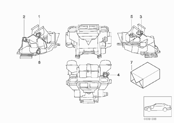 Сервопривод автом.сист.кондиционирования для BMW E39 520d M47 (схема запчастей)