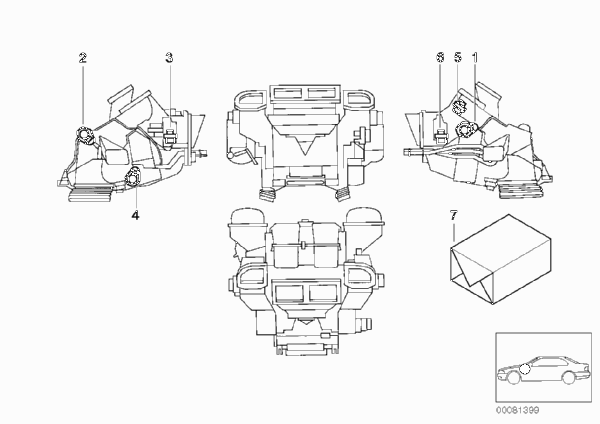 Сервопривод автом.сист.кондиционирования для BMW E53 X5 3.0d M57 (схема запчастей)