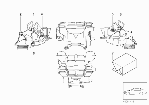 Сервопривод автом.сист.кондиционирования для BMW E39 540iP M62 (схема запчастей)