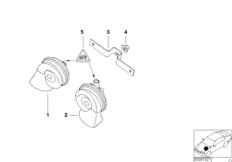 Фанфарный звуковой сигнал для BMW E53 X5 4.4i N62 (схема запасных частей)
