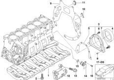 Блок цилиндров/дополнительные элементы для BMW E39 530d M57 (схема запасных частей)