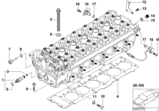 Головка блока цилиндров-доп.элементы для BMW E85 Z4 M3.2 S54 (схема запасных частей)