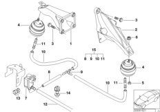 Подвеска двигателя для BMW E39 525tds M51 (схема запасных частей)