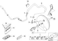 Вакуумный усилитель тормозов для BMW E46 318td M47N (схема запасных частей)
