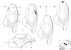 Индивид.обивка спорт.сиденья M двухцвет. для BMW Z3 Z3 2.0 M52 (схема запасных частей)