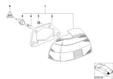 Блок задних фонарей для BMW E39 530i M54 (схема запасных частей)