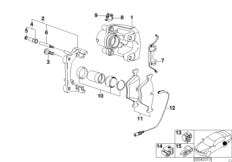 Датчик износа торм.накладки колеса Зд для BMW Z3 Z3 M3.2 S54 (схема запасных частей)