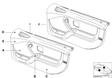 Обшивка двери с НПБ, част. кожа, Indi. для BMW Z3 Z3 2.0 M52 (схема запасных частей)