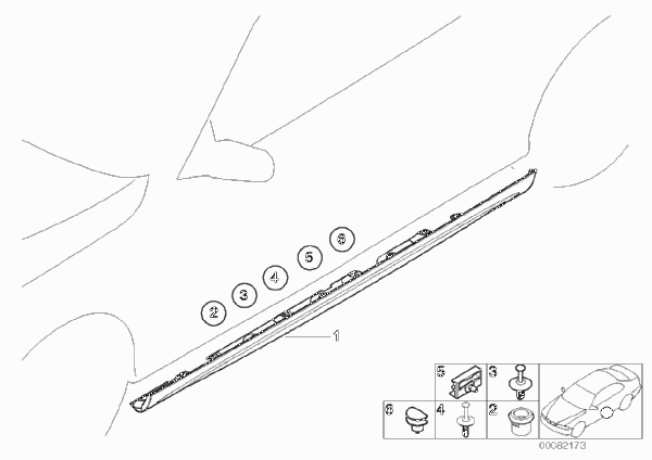 Накладка M порог / арка колеса для BMW E46 320Ci M54 (схема запчастей)