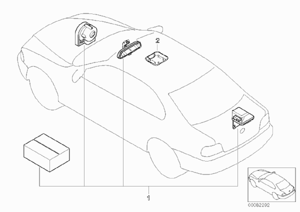 Комплект дооснащения сигнализации для BMW E39 530i M54 (схема запчастей)