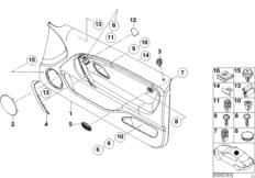 обшивка двери для BMW E46 316ti N46 (схема запасных частей)