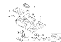 облицовка днища для BMW E46 330xd M57 (схема запасных частей)