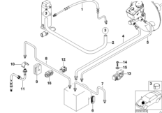 Трубопровод тормозного привода Пд с DSC для BMW Z3 Z3 3.0i M54 (схема запасных частей)