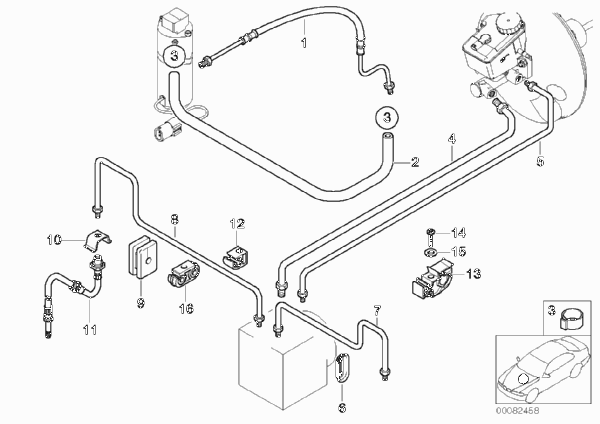 Трубопровод тормозного привода Пд с DSC для BMW Z3 Z3 2.2i M54 (схема запчастей)