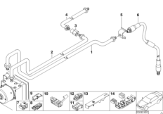 Трубопровод тормозного привода Зд с DSC для BMW Z3 Z3 M3.2 S54 (схема запасных частей)