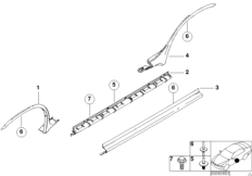Накладка порог / арка колеса для BMW E53 X5 4.4i M62 (схема запасных частей)