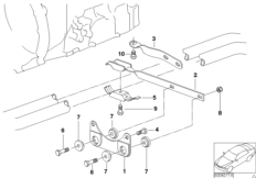 Элементы крепления системы выпуска ОГ для BMW E46 330Ci M54 (схема запасных частей)