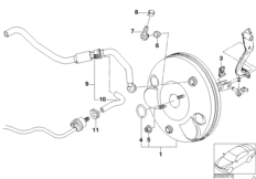 Вакуумный усилитель тормозов для BMW Z3 Z3 M3.2 S54 (схема запасных частей)