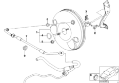 Вакуумный усилитель тормозов для BMW Z3 Z3 M3.2 S54 (схема запасных частей)