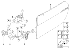 Дверь Пд, петли/ограничитель двери для BMW E52 Z8 S62 (схема запасных частей)