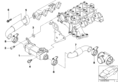 Система нейтрализации ОГ, охлаждение для BMW E39 525d M57 (схема запасных частей)