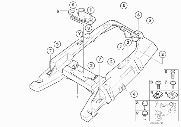 Деталь заднего кронштейна для BMW R28 R 850 R 02 (0428) 0 (схема запчастей)
