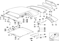 Детали жесткой цельносъемной крыши для BMW E36 M3 S50 (схема запасных частей)