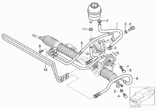 Маслопроводы гидроусилителя рул.управл. для BMW E46 M3 CSL S54 (схема запчастей)