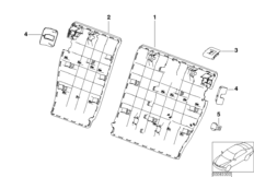 Накладки спинки заднего сиденья для BMW E46 318ti N42 (схема запасных частей)