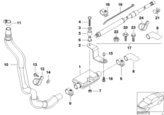 Приемная труба / глушитель для BMW E46 320d M47 (схема запасных частей)