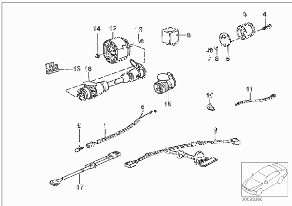 Провода тягово-сцепного устройства для BMW E30 318i M10 (схема запчастей)