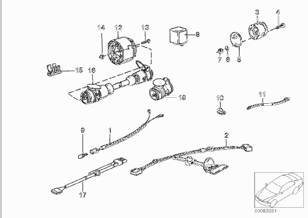Провода тягово-сцепного устройства для BMW E30 325i M20 (схема запчастей)