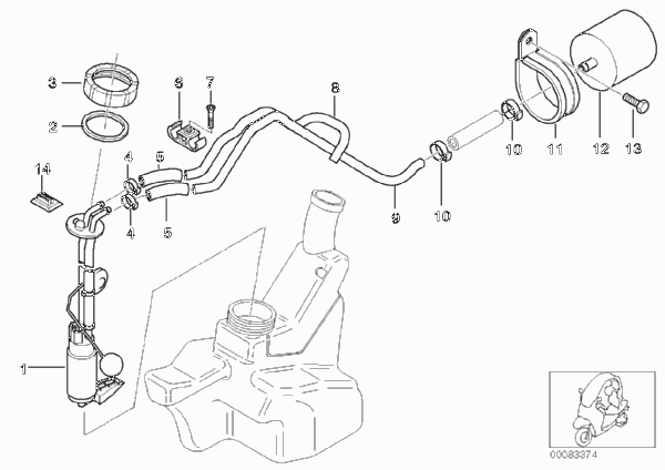 Топливный насос/топливный фильтр для BMW C1N C1 200 (0192) 0 (схема запчастей)