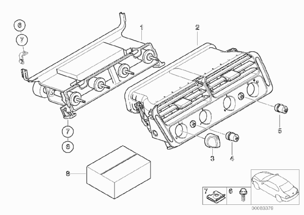 Блок управл.сист.отопления/кондиционир. для BMW E52 Z8 S62 (схема запчастей)