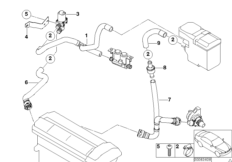 Шланги автоном.сист.отпления для BMW E53 X5 3.0i M54 (схема запасных частей)