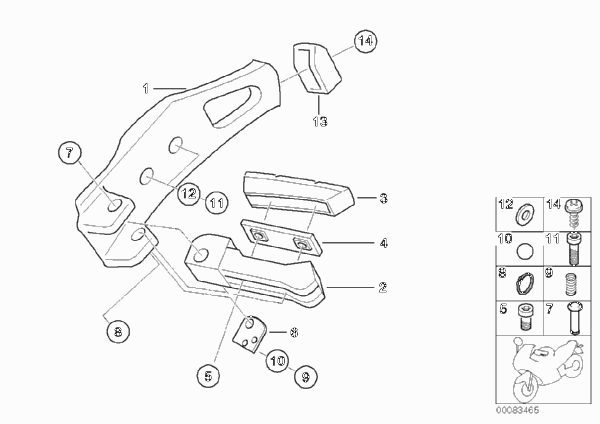 Планка упора для ног/упор для ног Зд для BMW R28 R 850 R 02 (0428) 0 (схема запчастей)