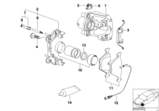 Датчик износа торм.накладки колеса Зд для BMW E39 525d M57 (схема запасных частей)
