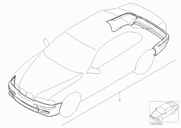 К-т доосн.аэродинамическим к-том в M-ст. для BMW E39 520i M52 (схема запчастей)