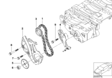 Привод балансирных валов и маслян.насоса для BMW E93N 320i N46N (схема запасных частей)