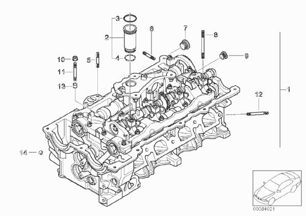 головка блока цилиндров для BMW E91N 320i N46N (схема запчастей)