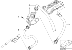 Система вентиляц.картера/маслоотделитель для BMW E46 318i N42 (схема запасных частей)