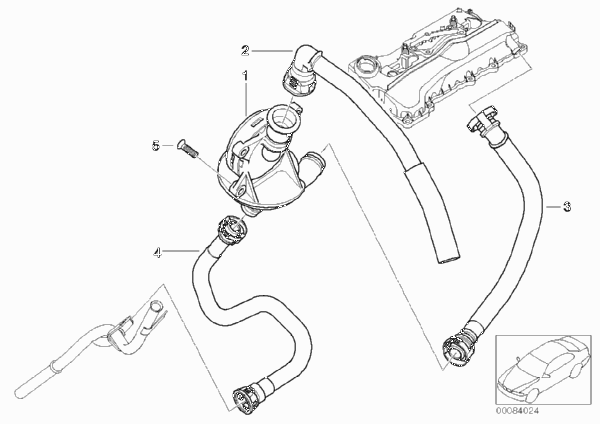 Система вентиляц.картера/маслоотделитель для BMW E46 316i N46 (схема запчастей)