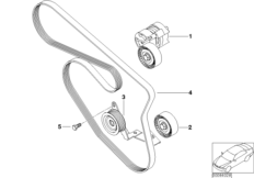 Ременный привод компрессора кондиц. для BMW E90N 316i N45N (схема запасных частей)