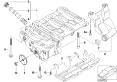 Блок балансирных валов масляного насоса для BMW E46 316Ci N40 (схема запасных частей)