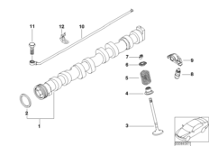 Распредвал управления выпускн.клапанами для BMW E46 318ti N42 (схема запасных частей)