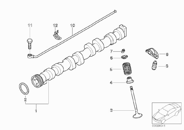 Распредвал управления выпускн.клапанами для BMW E46 318Ci N46 (схема запчастей)